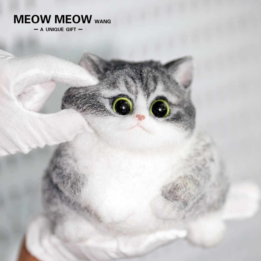C17:Raccoon Cat With White Gloves And Green Eyes.