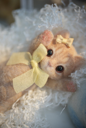 A11: Lovely Ginger Squishy Cat with Yellow Bows