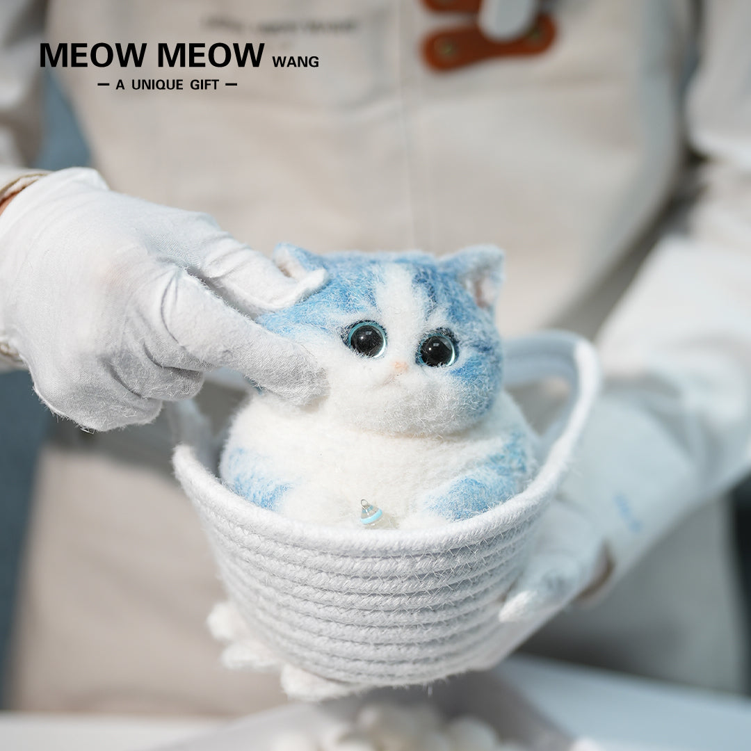 C35:A Blue Kitten Holding A Baby Bottle
