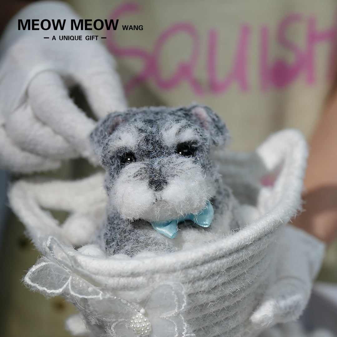 D02:Cute Squishy Schnauzer with A Blue Bow