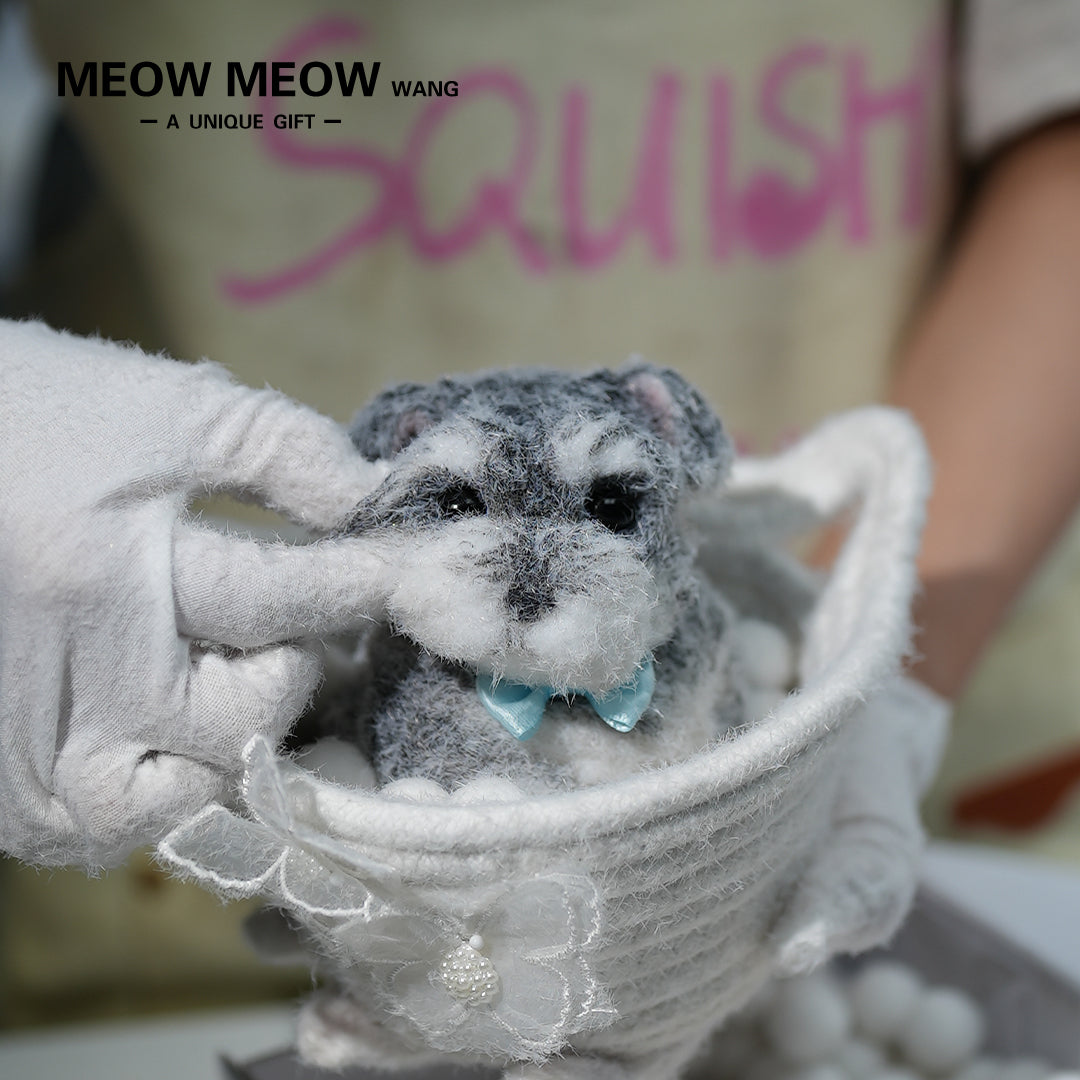 D02:Cute Squishy Schnauzer with A Blue Bow