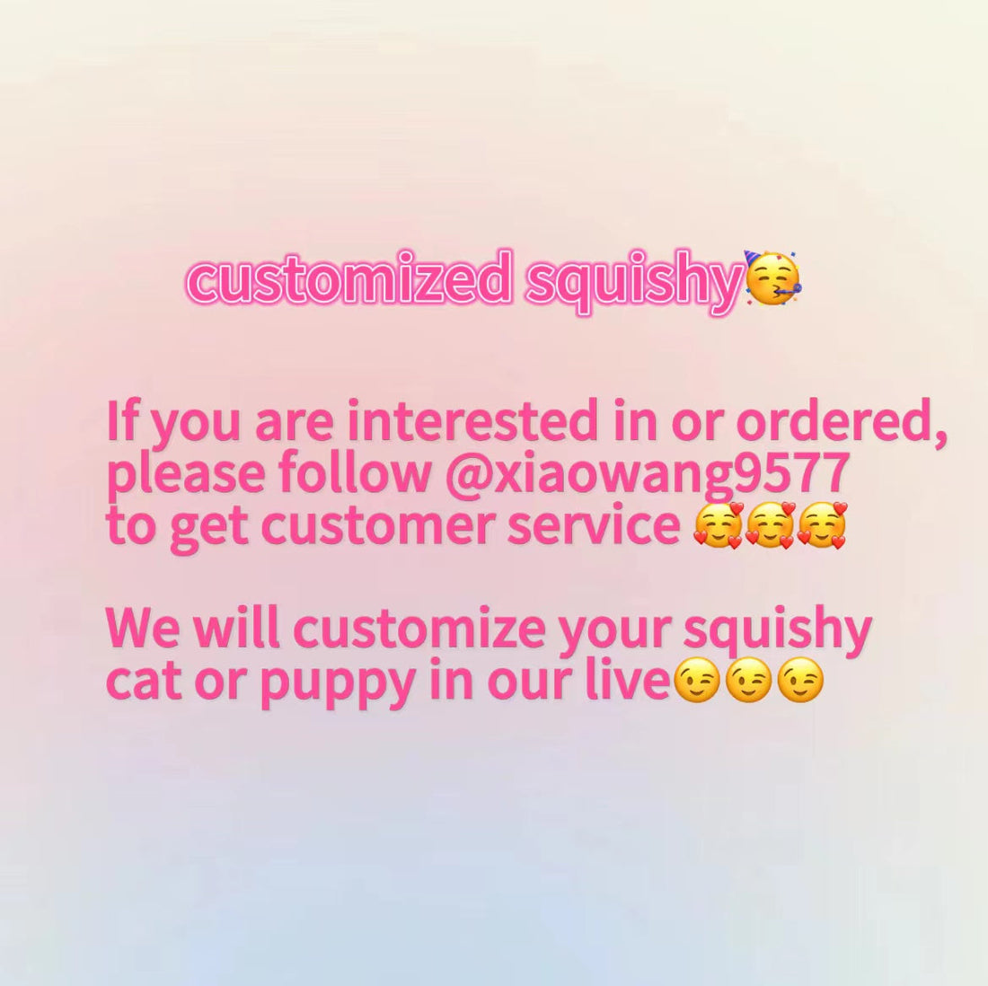 D001: Customized Cute Puppy Silicone Squishy Toy(All breeds of dogs can be customized)——'chat' icon on the left bottom photos to us